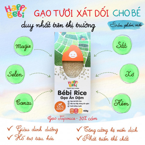 Gạo tươi Japonica cho bé từ 6 tháng Bebi Rice khuyễn mại 450g