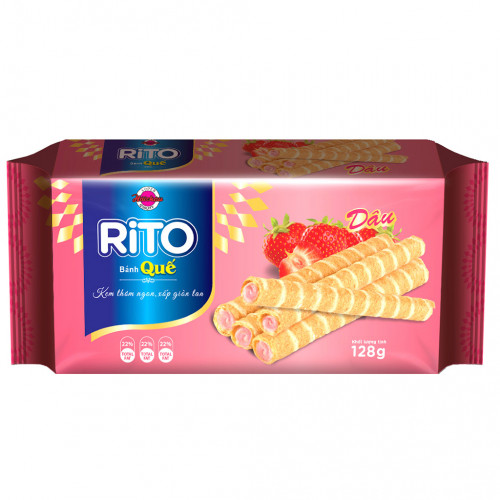 HC07 - Bánh quế dâu Rito クレーブスティックイチゴRito (128gx 32 packs)